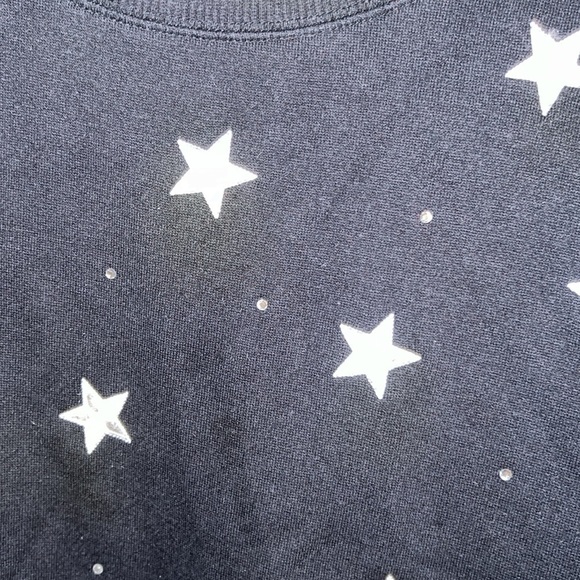 Quacker Factory Black Blouse Stars Beads 1X - Picture 4 of 6